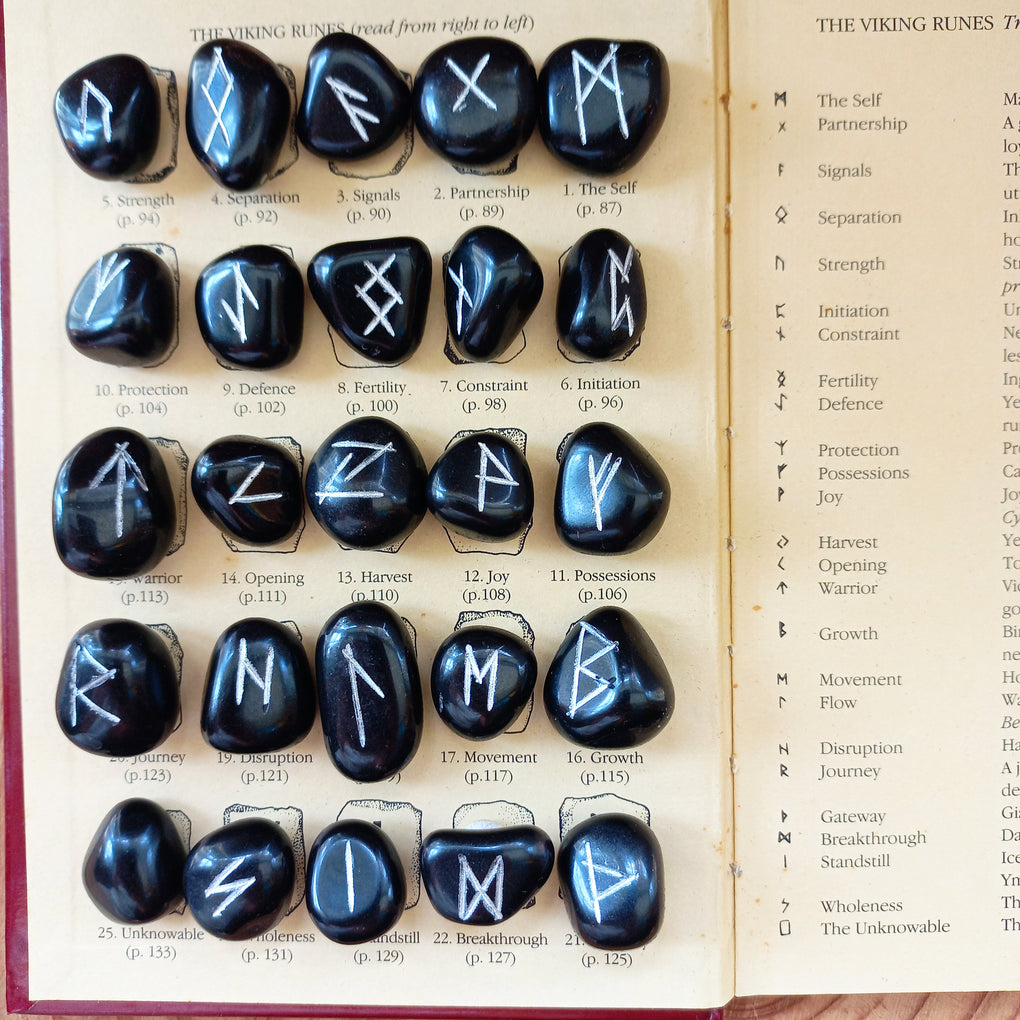 Black Onyx Rune Stone set