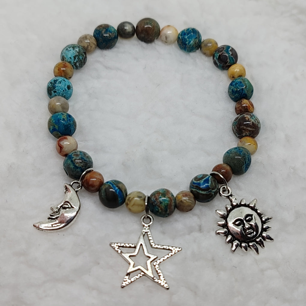 Chrysocolla and Agate Charm Bracelet