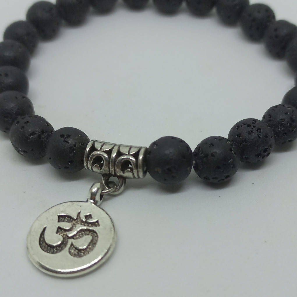 Lava Stone Diffuser Bracelet with OM (6mm round beads)