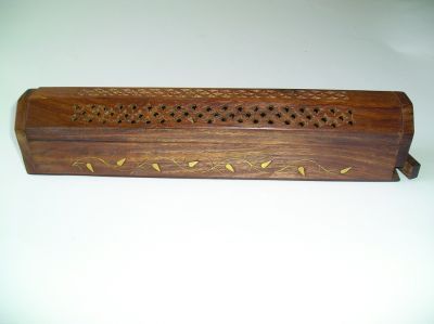 Wooden Box Incense Holder - Brass inlay finnish