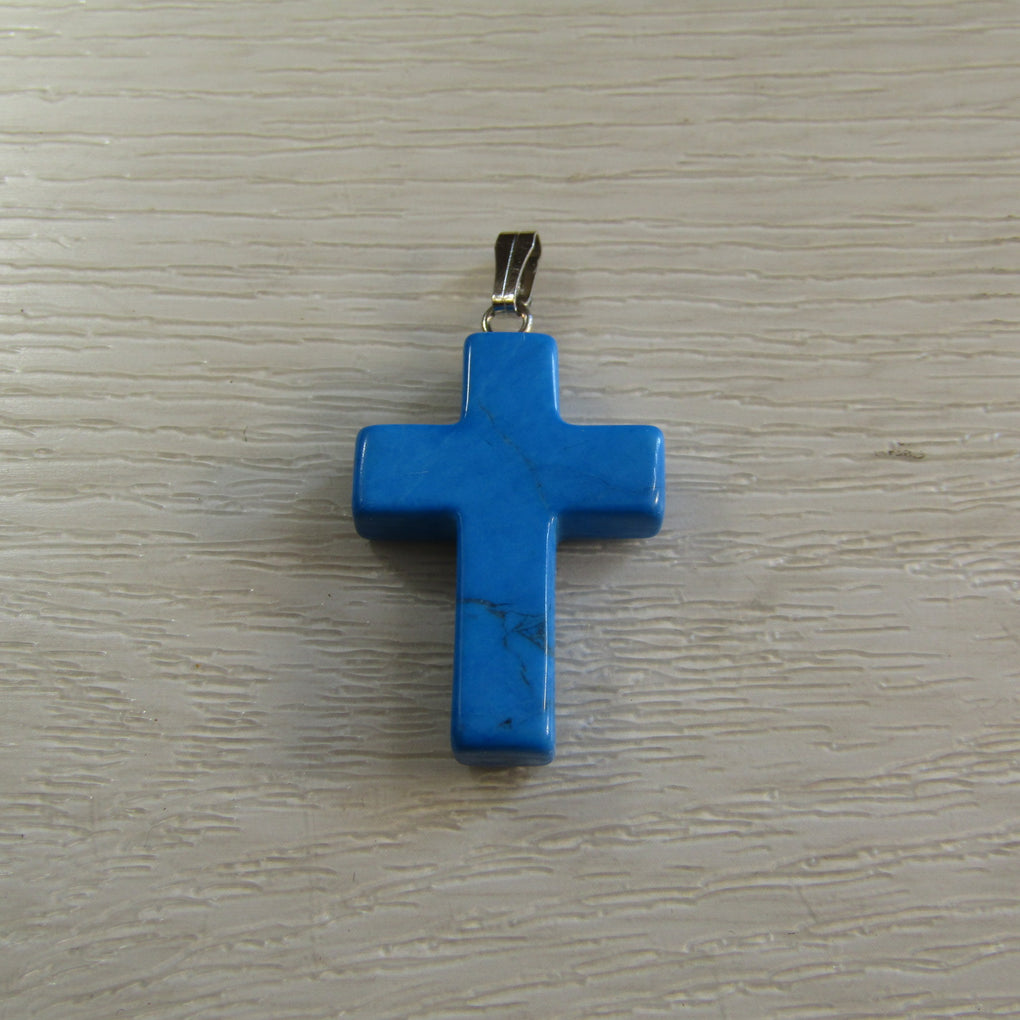 Blue Magnesite Cross Pendant