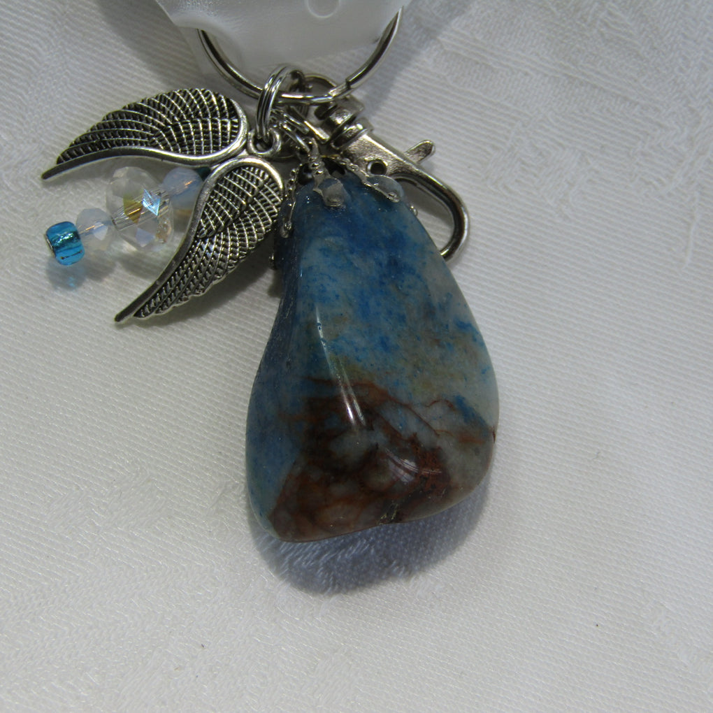 Chrysocolla Keyring with Angel wings