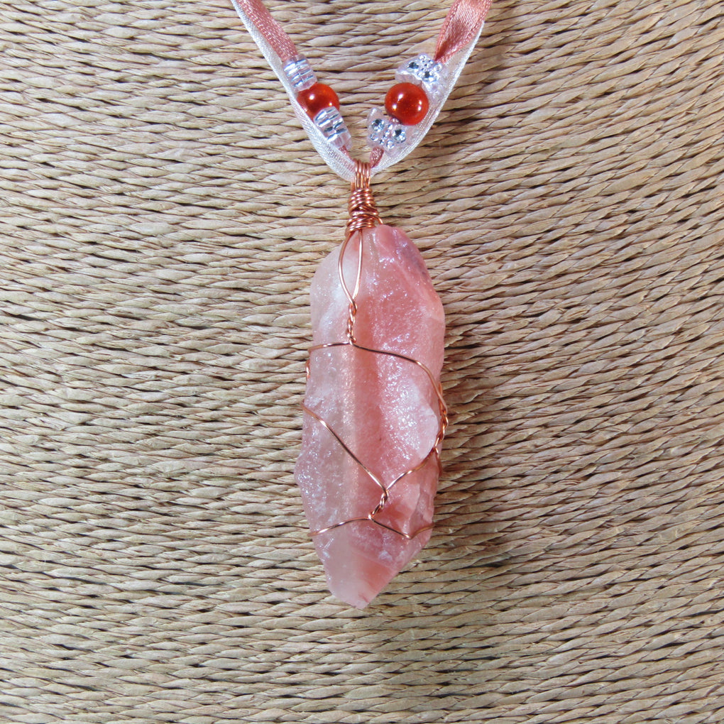 Gemstone Pendants on Ribbon Necklace