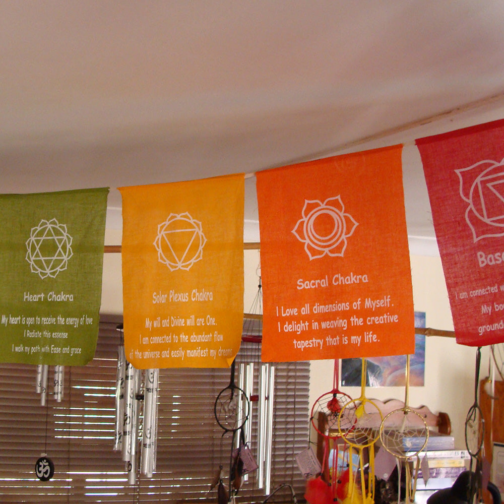 Chakra affirmation prayer flag / banner