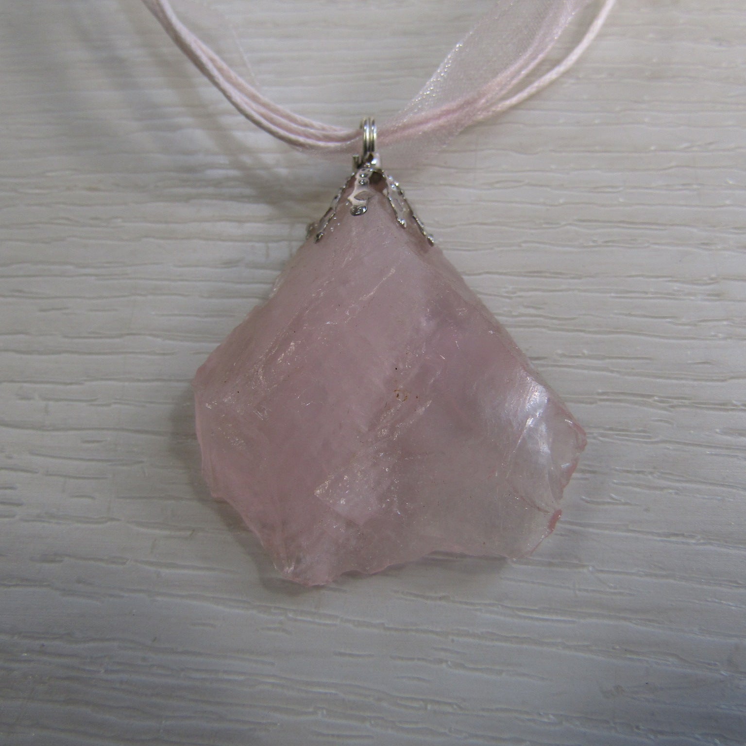 Rose Quartz Pendant on Ribbon necklace - Image 3
