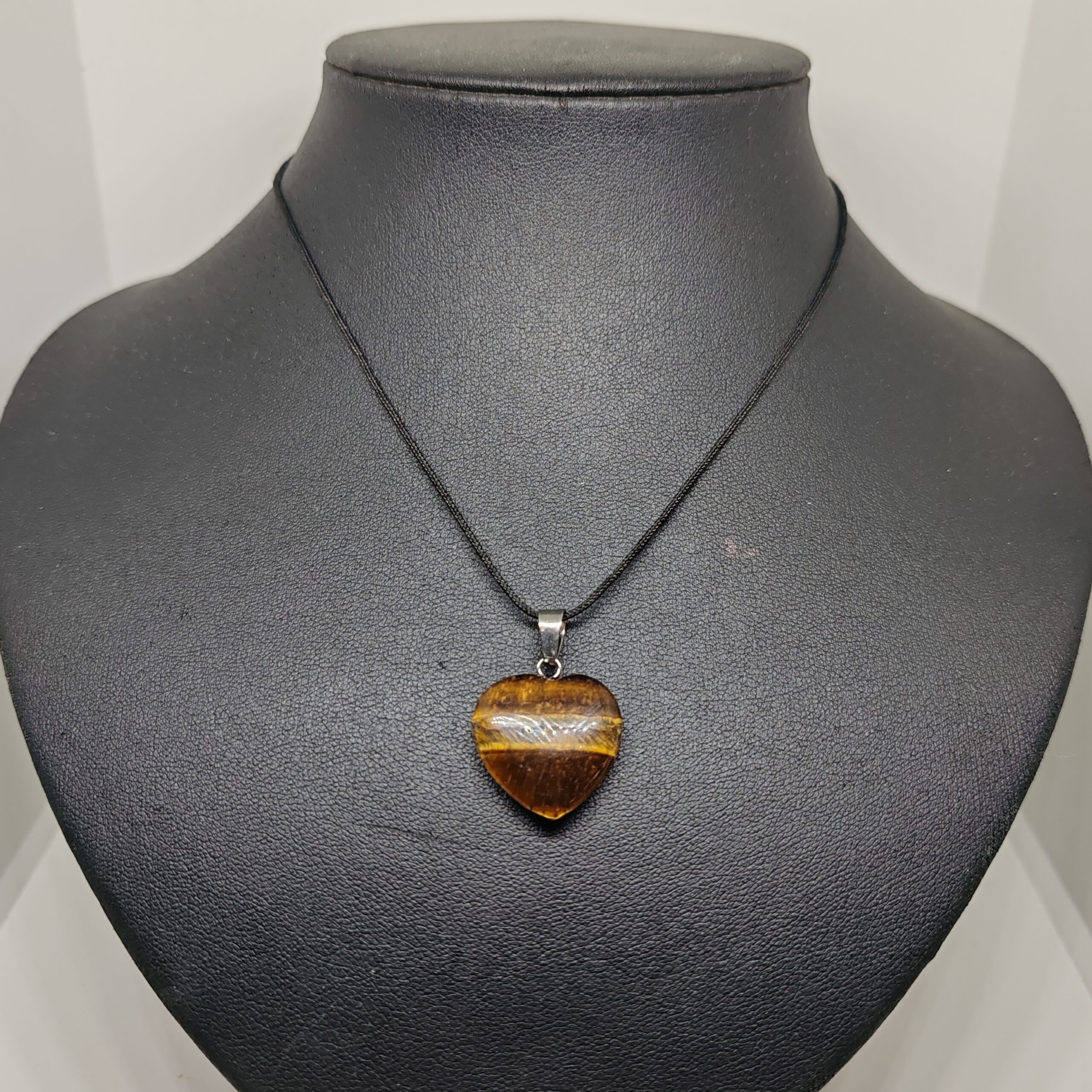 Tigers Eye Stone Pendant - Heart Medium